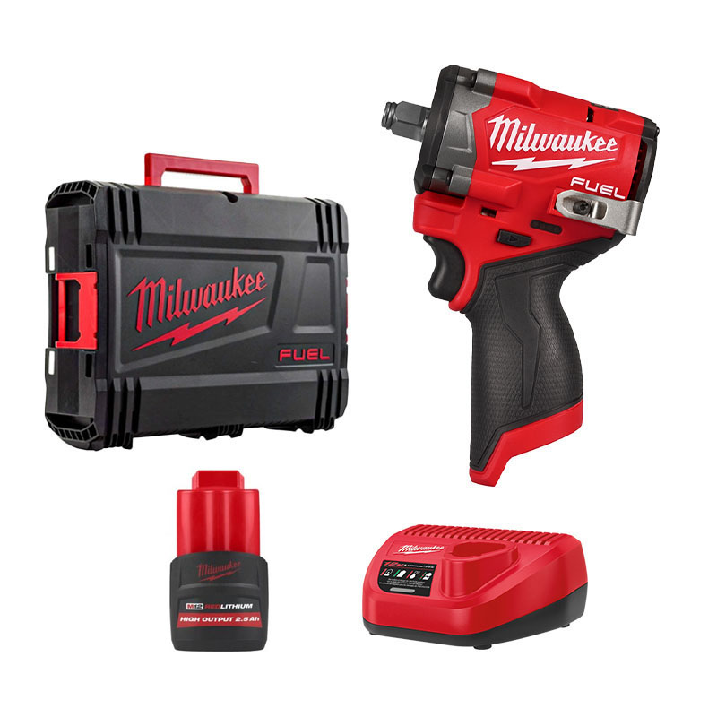 COMBO Milwakee - Máy siết bu lông M12 FIW2F12-0X0 Tặng 1 Pin 2.5Ah M12 HB2.5 + Sạc C12C