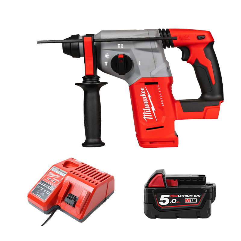 Combo Milwaukee - Máy khoan búa M18 BLH-0 + Pin 18V 5.0Ah M18B5 + Sạc tiêu chuẩn M12-18C