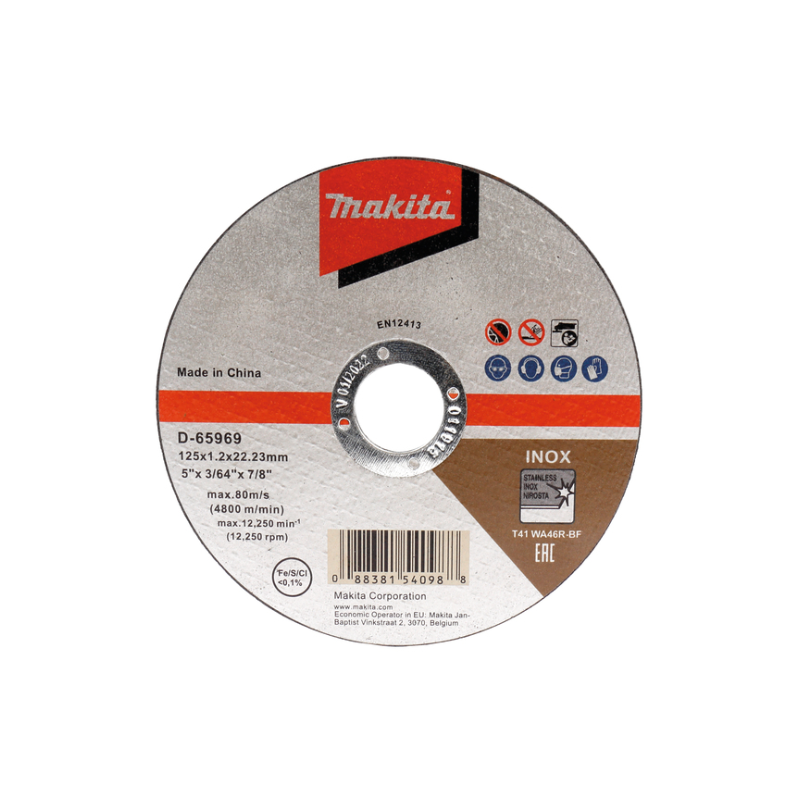 Đá cắt inox mỏng Makita D-65969 (125x1, 2x22.23mm)