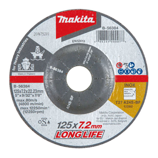 Đá mài inox A24S Makita B-56384 (125×7.2×22.23mm)