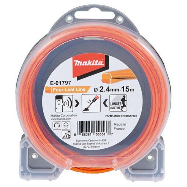 Dây cước cắt cỏ, cam 15Mx2.4mm Makita E-01797