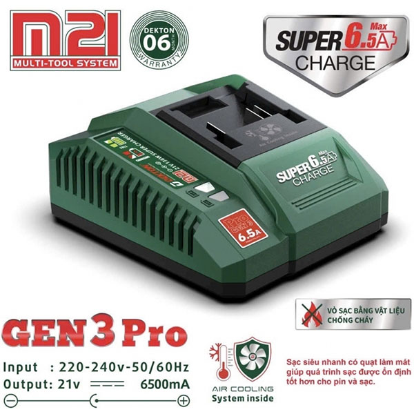 Đế sạc pin nhanh 21V Dekton M21-S65PRO