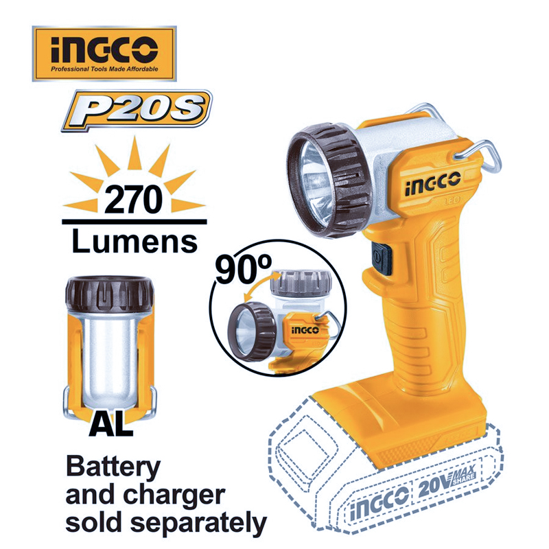 Đèn làm việc dùng pin 20V Ingco CWLI2038 (Chưa pin sạc)
