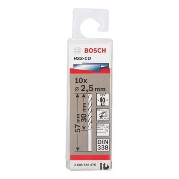 Hộp 10 mũi khoan INOX 2.5mm HSS-Co Bosch 2608585875