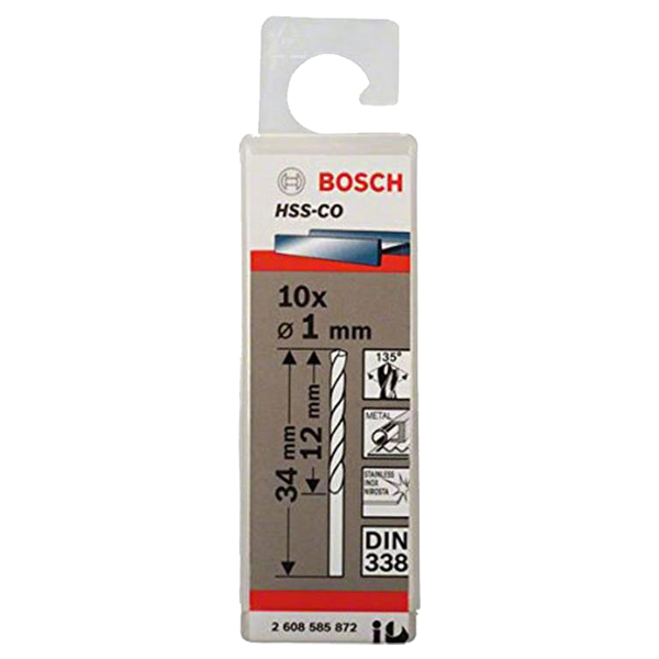 Hộp 10 mũi khoan sắt và inox 1mm HSS-Co Bosch 2608585872
