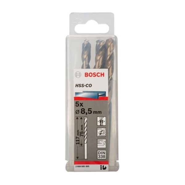 Hộp 5 mũi khoan sắt và inox 8.5mm HSS-Co Bosch 2608585895