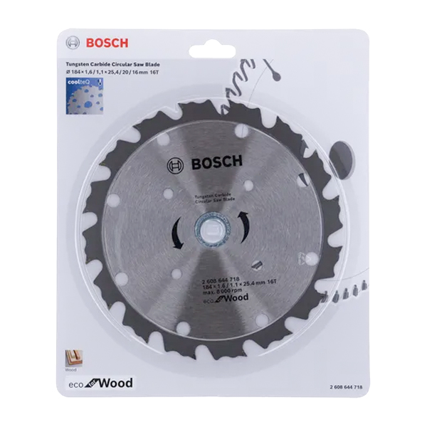 Lưỡi cưa gỗ CoolTeq 184x1.6/1.1x25.4mm T16 Bosch 2608644718 (16 Răng)