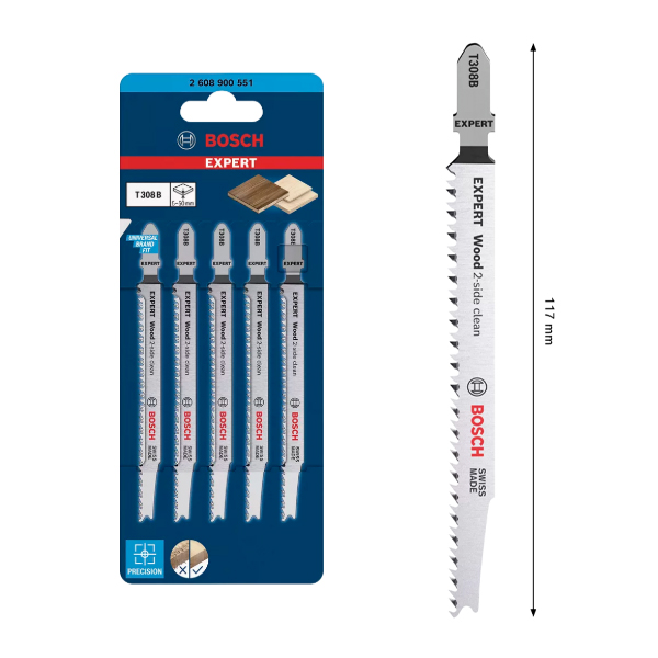 Lưỡi cưa lọng gỗ T 308 B Bosch 2608900551 (bộ 5 lưỡi)