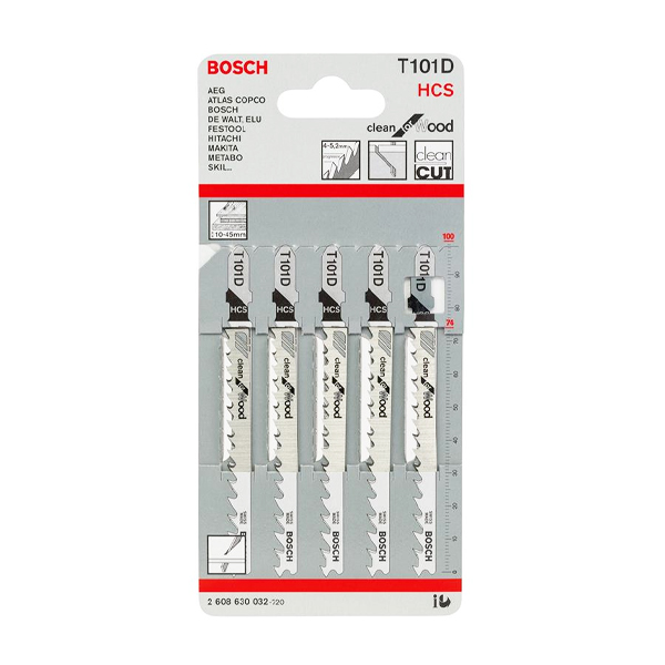 Lưỡi cưa lọng gỗ T101D (bộ 5 lưỡi) Bosch 2608630032
