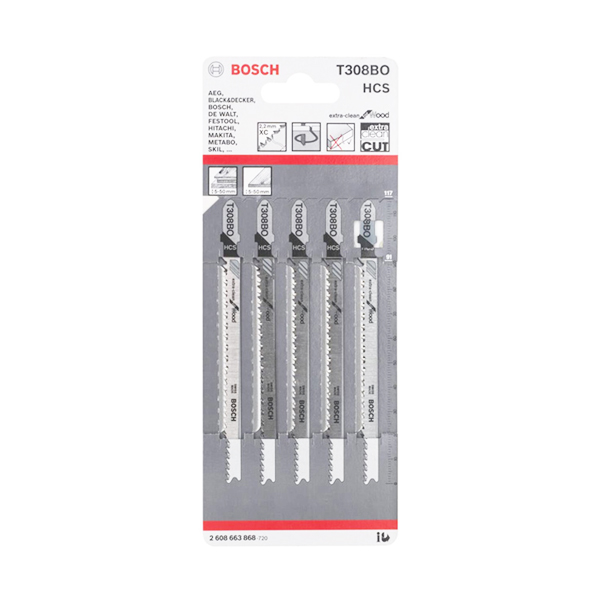 Lưỡi cưa lọng gỗ T308BO (bộ 5 lưỡi) Bosch 2608663868