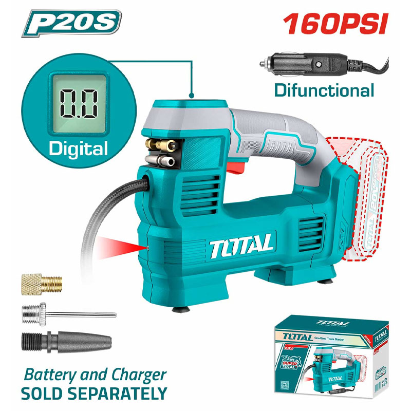 Máy Bơm Hơi Dùng Pin 20V Total TACLI2012 (Chưa Pin Sạc)