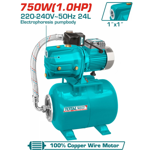 Máy bơm tăng áp chân không 750W Total TWP47506