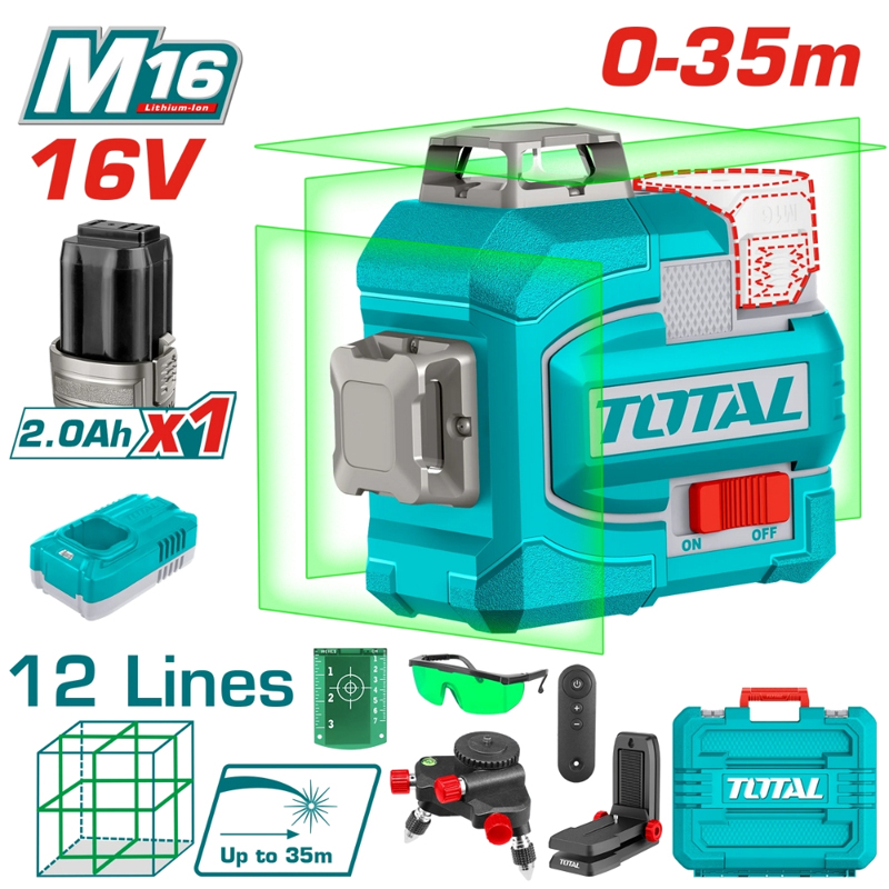 Máy cân mực dùng pin 16V Total TLL301201 (1 Pin 2.0Ah, 1 Sạc)