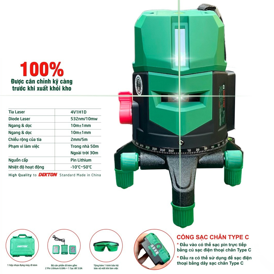 Máy cân mực laser 5 tia xanh Dekton DK-LS0503