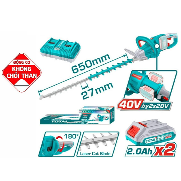 Máy cắt hàng rào dùng pin 20V Total THTLI400282