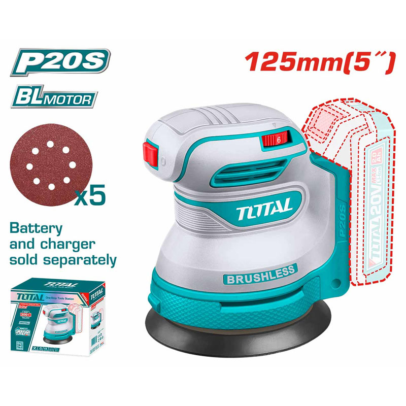 Máy chà nhám tròn dùng pin 20V Total TROSLI2002 (Chưa Pin Sạc)