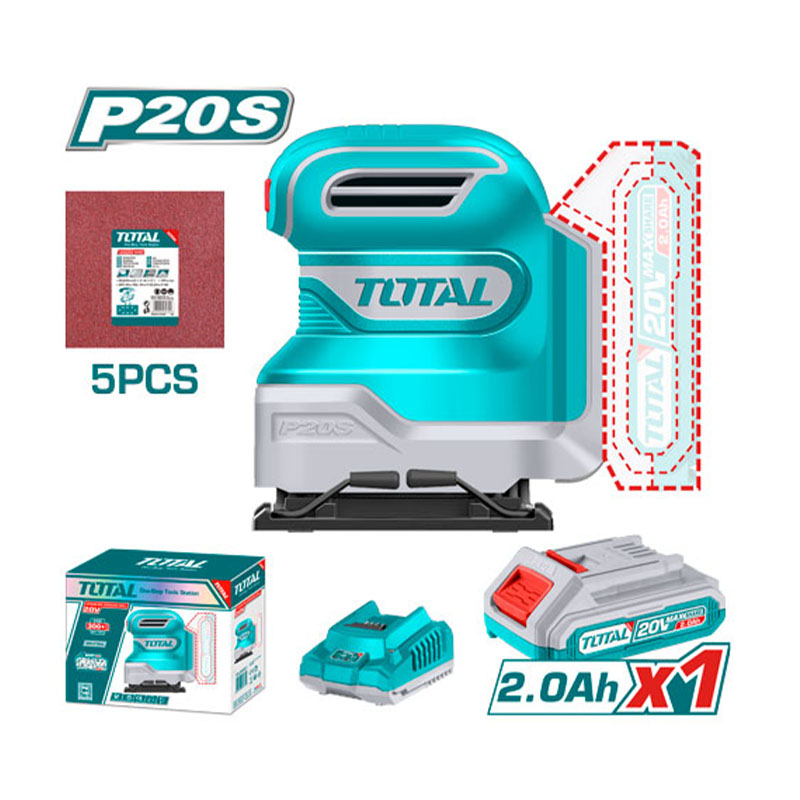 Máy chà nhám vuông dùng pin 20V Total TSHSLI20141 (1 Pin 2.0Ah & Sạc)