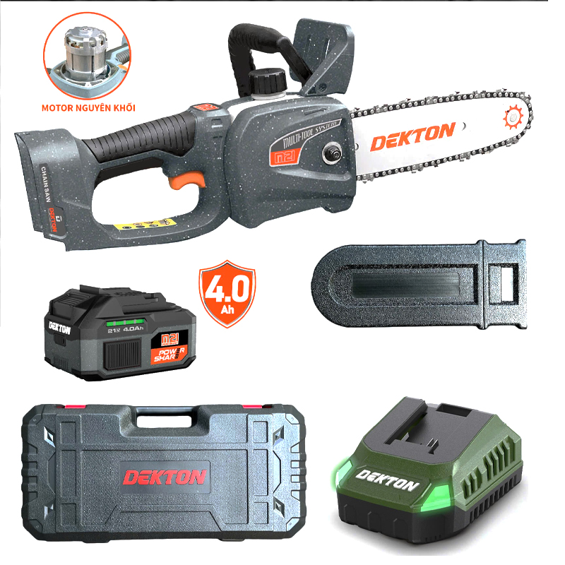 Máy cưa xích dùng pin 21V Dekton M21-CS08BL (1 Pin 4.0Ah, 1 Sạc)