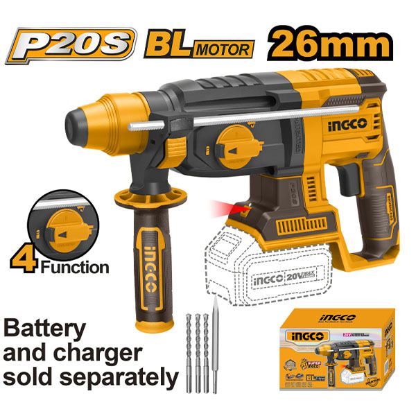 Máy khoan bê tông dùng pin 20V Ingco CRHLI20228 (Chưa Pin & Sạc)