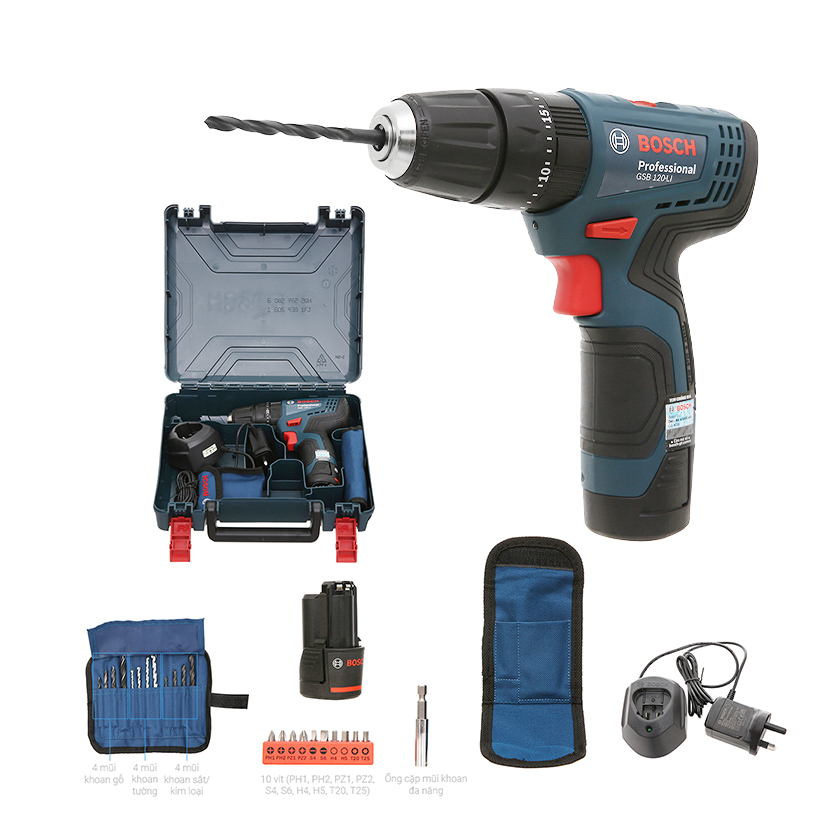 Máy khoan động lực dùng pin 12V Bosch GSB 120-LI GEN II (1Pin 2AH)