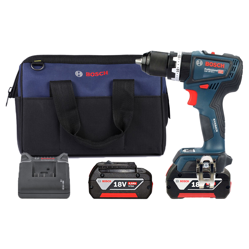 Máy khoan động lực dùng pin 18V Bosch GSB 18V-90 C (2 Pin 4.0Ah & Sạc)