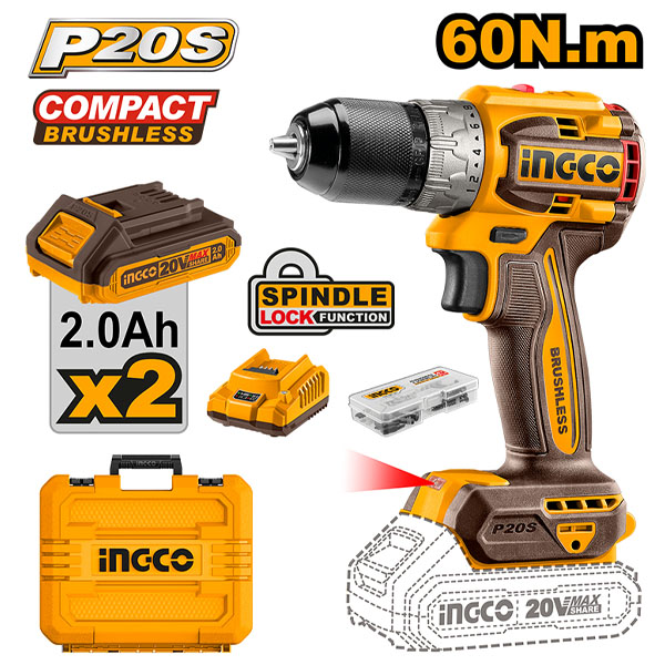 Máy khoan pin 20V Ingco CDLI20602 (2 Pin 2.0Ah & 1 Sạc)
