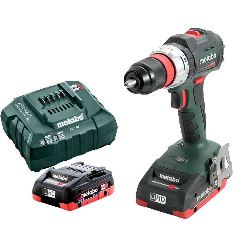 Máy khoan vặn vít dùng pin 18V Metabo BS 18 LT BL Q (Set 2 pin 4Ah; Sạc ASC 55)