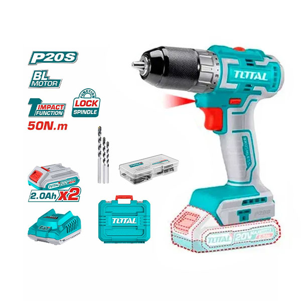 Máy khoan vặn vít dùng pin 20V Total TDLI20508 (2 Pin 2.0Ah & Sạc)