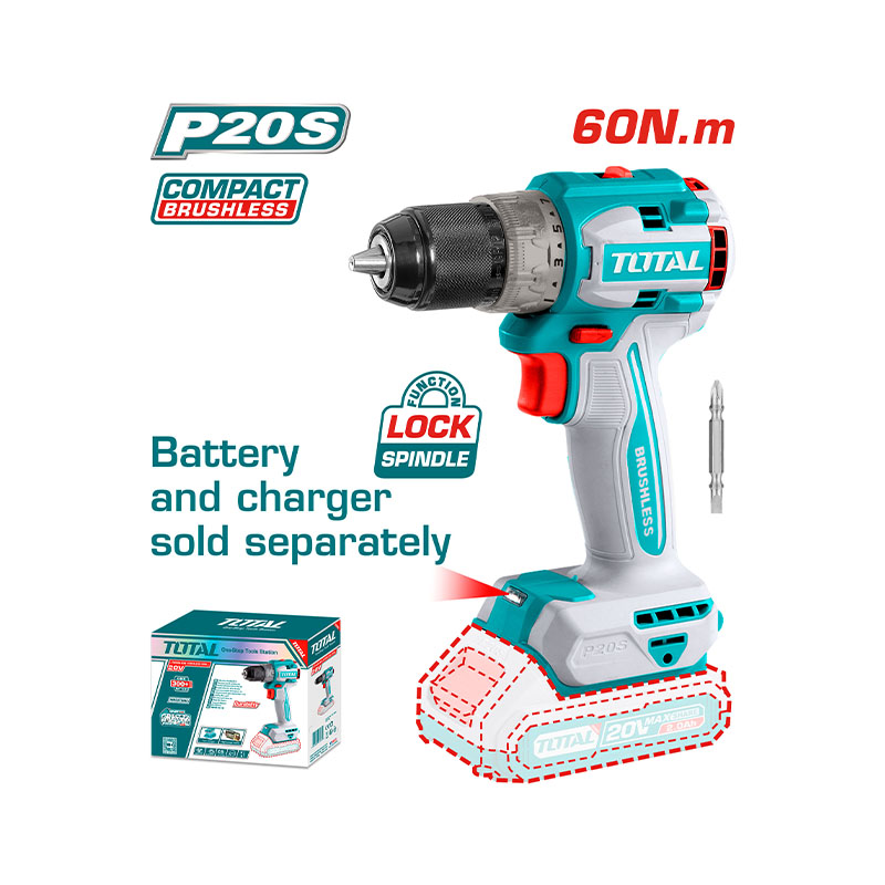 Máy khoan vặn vít dùng pin 20V Total TDLI206021 (Chưa Pin & Sạc)