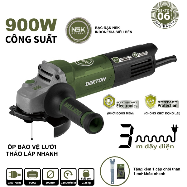 Máy mài góc 100mm Dekton DK-AG901XR (Công tắc đuôi)