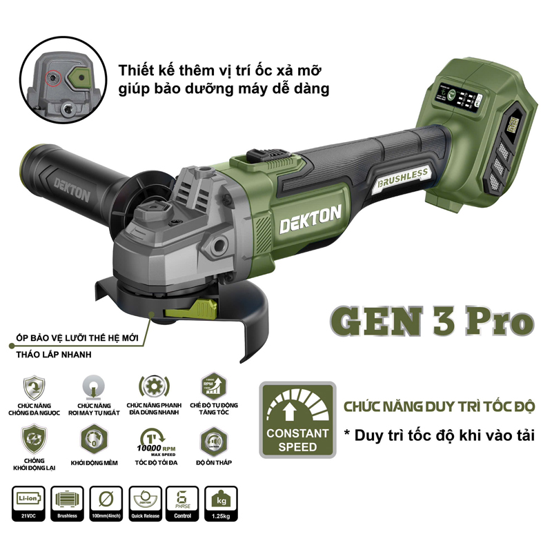 Máy mài góc dùng pin 21V Dekton M21-AG100XPLUS (Chưa Pin & Sạc)