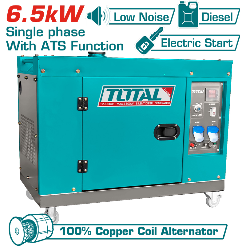 Máy phát điện dùng dầu 6.5kW Total TP265001