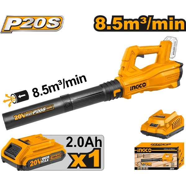 Máy thổi lá dùng pin 20V Ingco CABLI203235 (1 Pin 2Ah & Sạc)