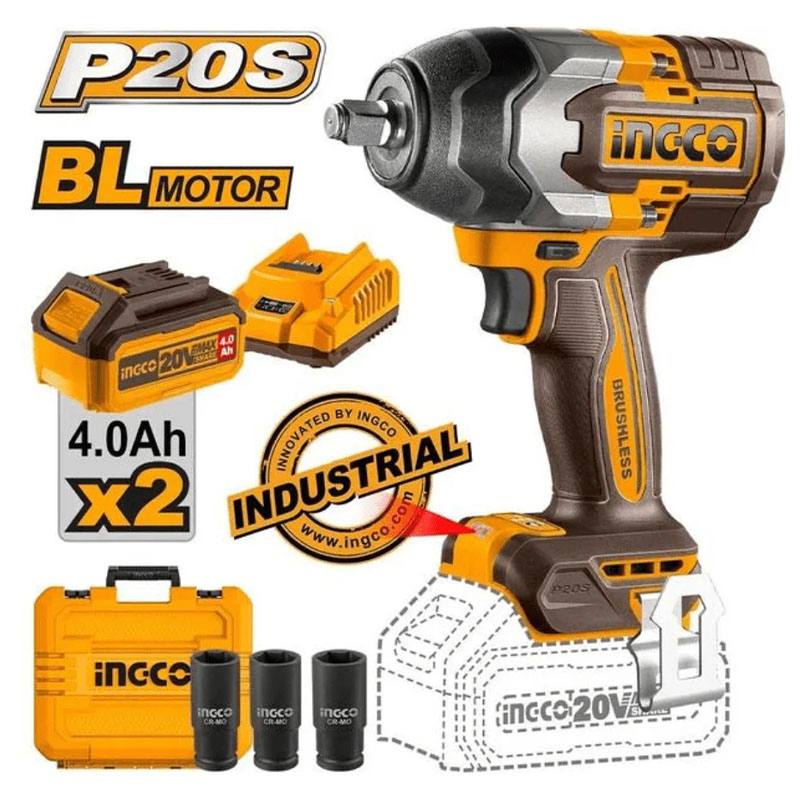 Máy vặn bu lông dùng pin 20V Ingco CIWLI2085 (2 Pin 4.0Ah, 1 Sạc)