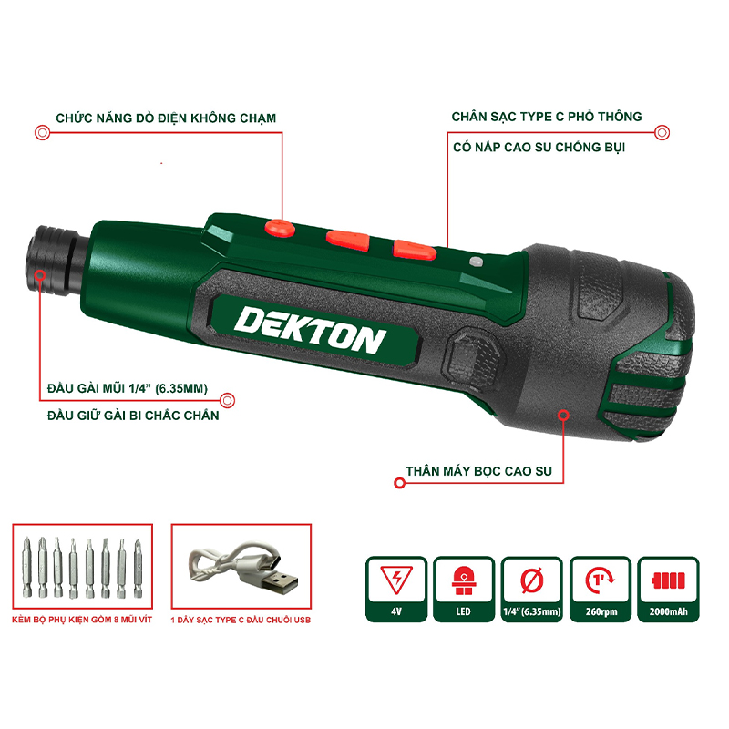 Máy vặn vít mini dùng pin 4V Dekton DK-CV0402