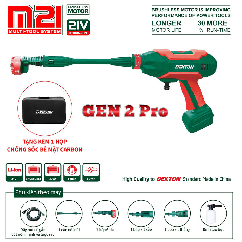 Máy xịt rửa dùng pin Dekton M21-SRX1401Plus (Chưa Pin & Sạc)
