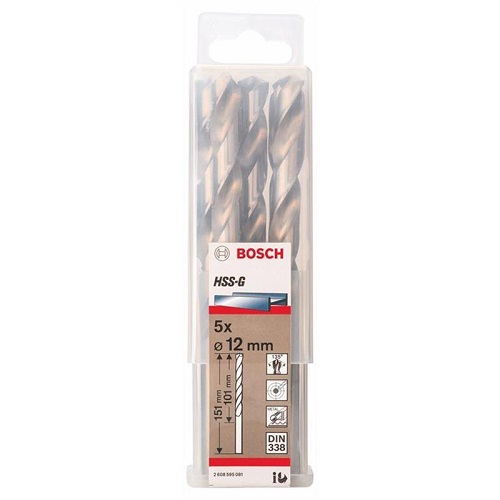Mũi khoan sắt HSS-G Bosch 2608595081 12.0mm (Hộp 5 mũi)