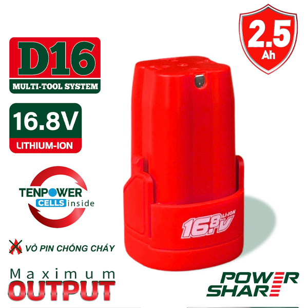 Pin 16V 2.5Ah Dekton D16-B2500TP