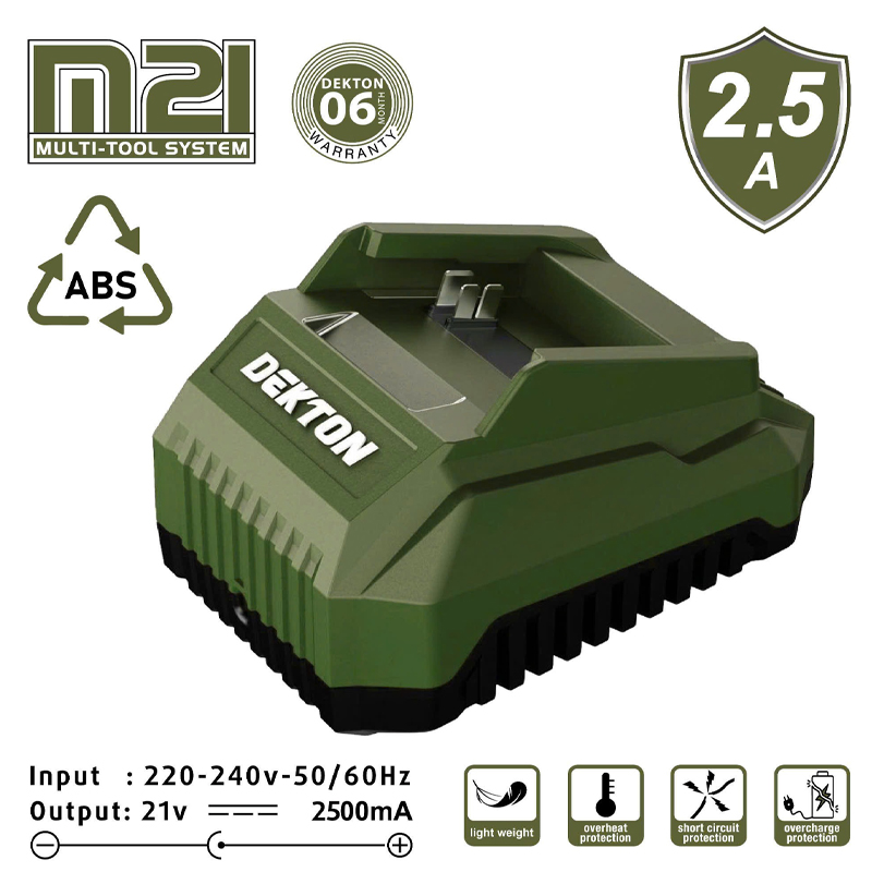 Sạc Dekton 21V 2.5A M21-S25XPRO (Màu Ô Liu)