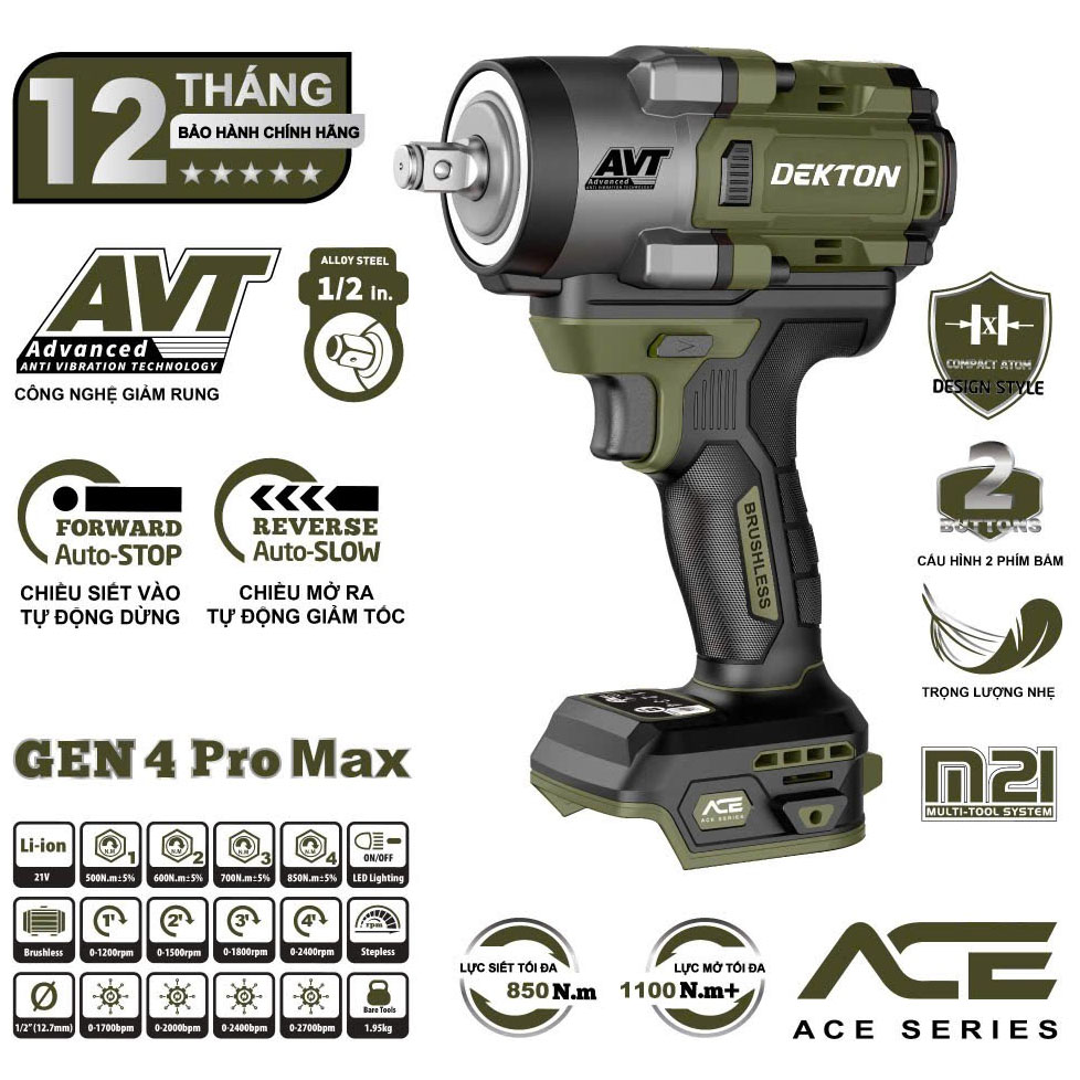 Alternative view of Thân máy vặn bu lông dùng pin 21V Dekton M21-IW850PROMAX