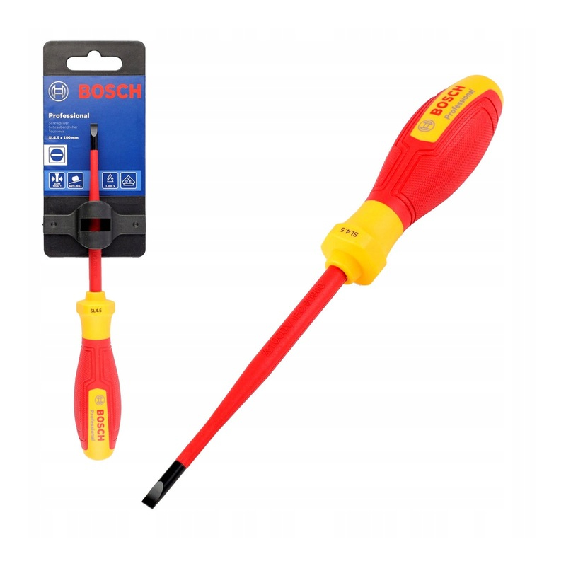 Tua vít cách điện VDE đầu dẹt SL4.5 Bosch 1600A02NC2