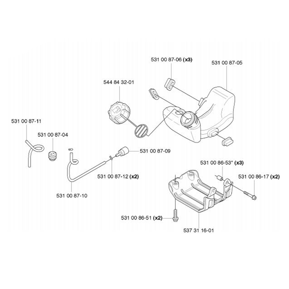 Sơ đồ Bình xăng cho Husqvarna 224 L