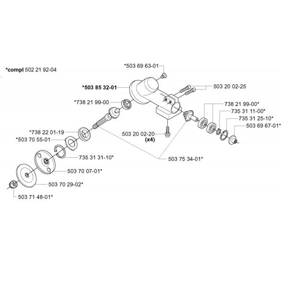 Sơ đồ Bánh răng côn cho Husqvarna 225 L