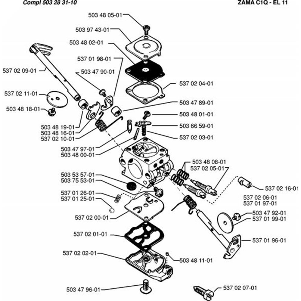 Sơ đồ Bộ chế hòa khí cho Husqvarna 325 E
