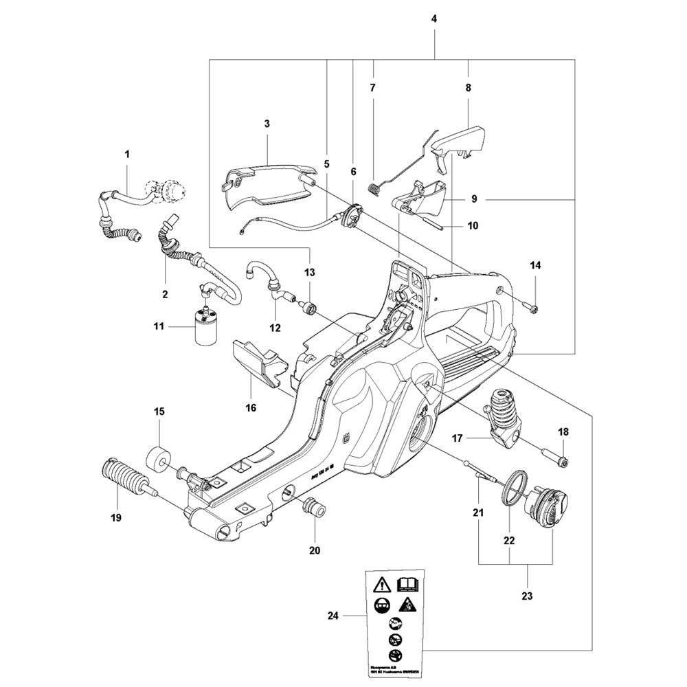 Sơ đồ Bình nhiên liệu cho máy cưa xích Husqvarna