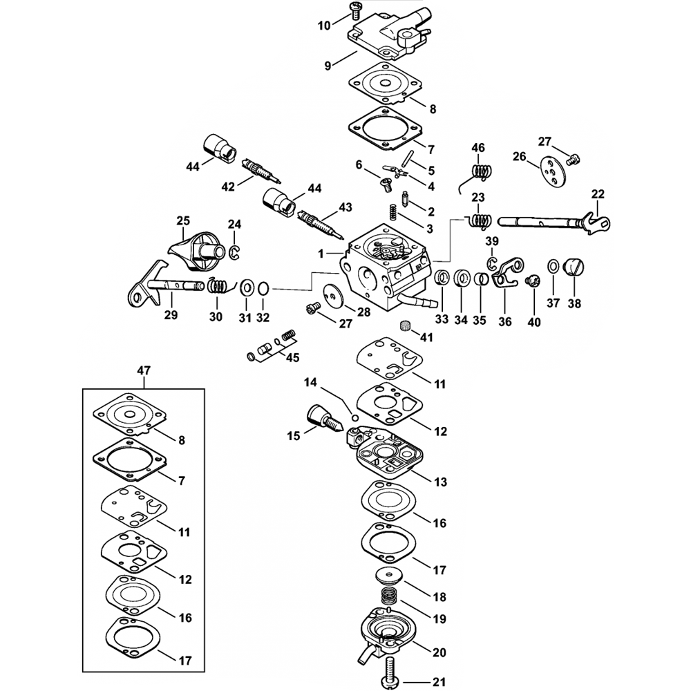 Sơ đồ Bộ chế hòa khí C1Q-S100 cho Stihl