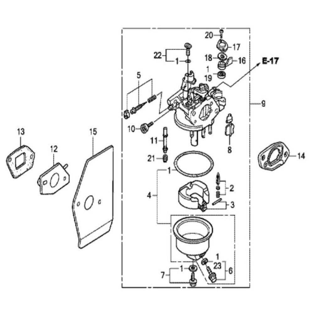 Sơ đồ Bộ chế hòa khí cho Honda GXV160UH2
