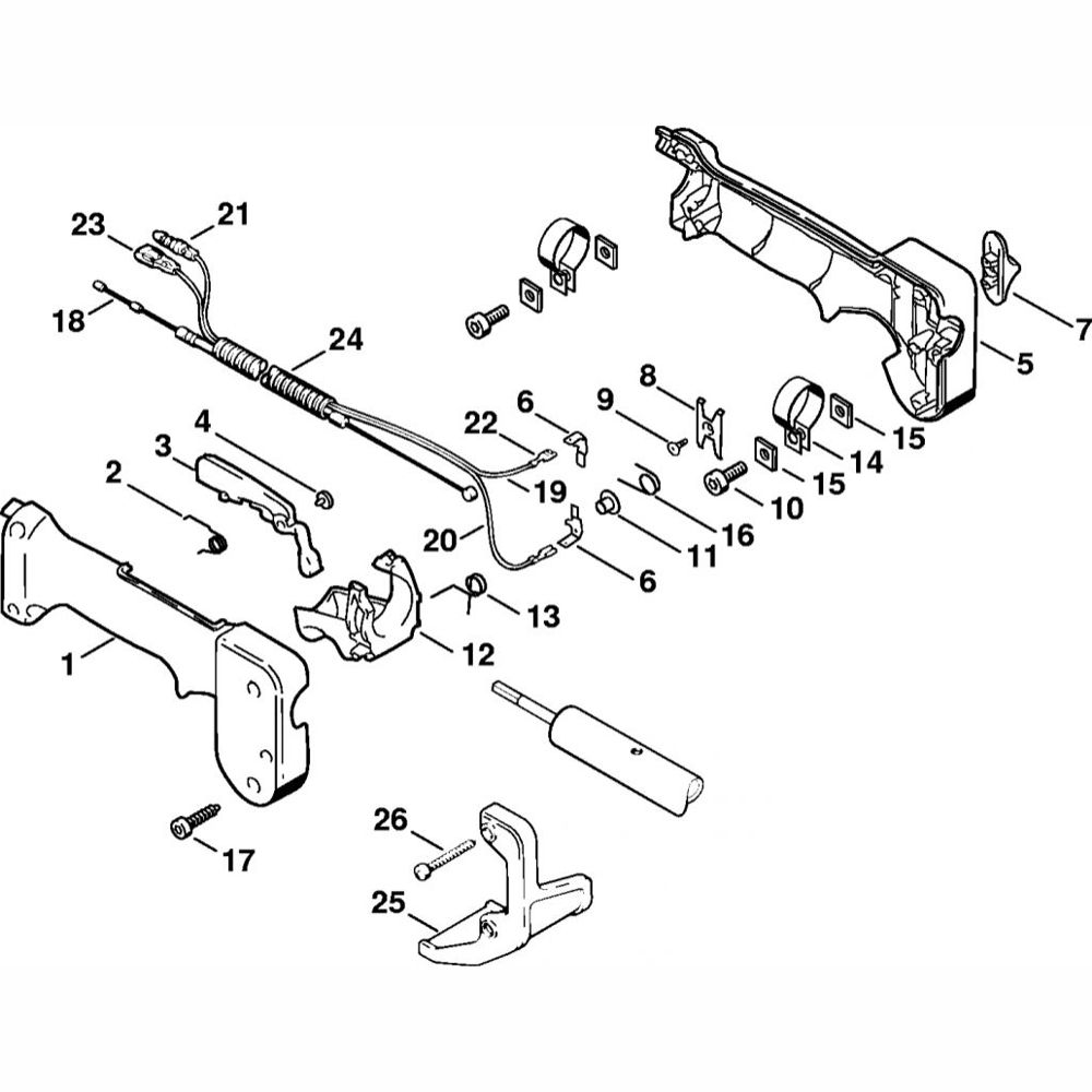 control handle assembly for stihl fr106 backpack brushcutter