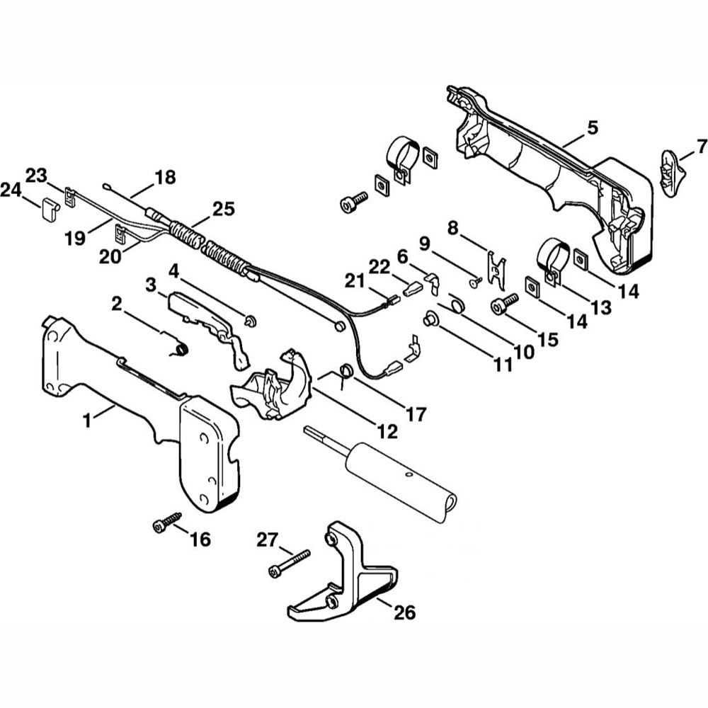 control handle assembly for stihl fr108 backpack brushcutter