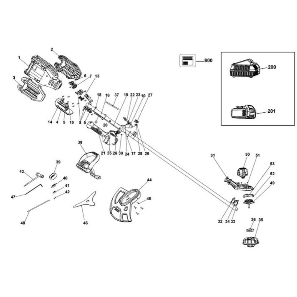 Sơ đồ Bộ máy cắt chổi DeWalt DCM581